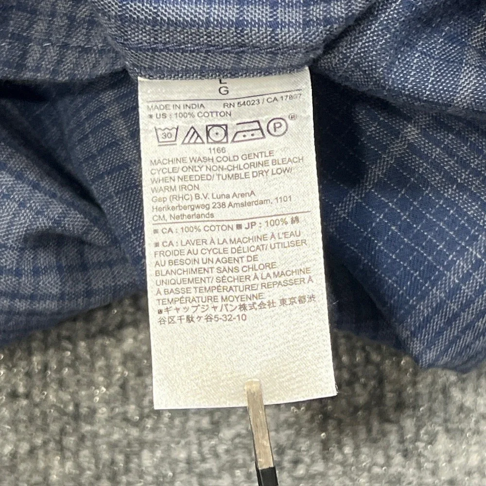 Banana Republic Mens Large Untucked Fit Blue Plaid Long Sleeve Button Down Shirt